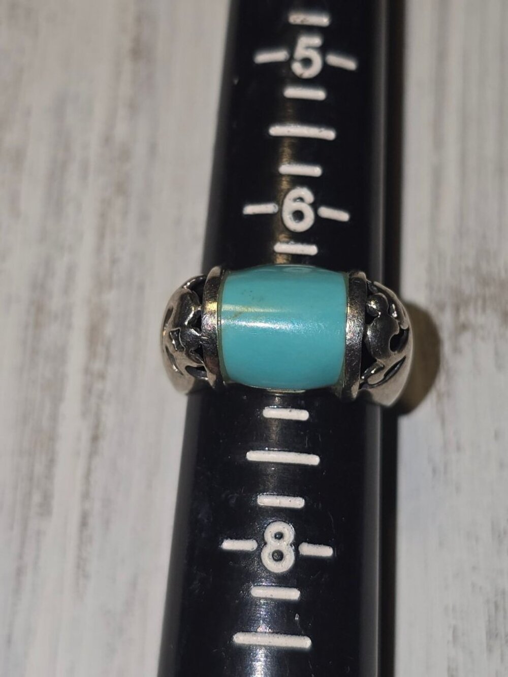 Vintage 1990's 925 Sterling Silver Turquoise Inlay Southwestern Statement Ring - Picture 5 of 7